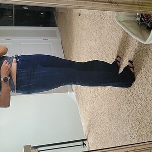 LOFT Flair Leg Dark Wash Jean Trousers